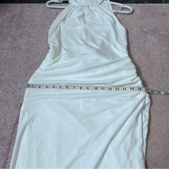 NWT Zara Ruched Halter Maxi Dress White Size Large Bridal Shower Rehearsal - Picture 9 of 16